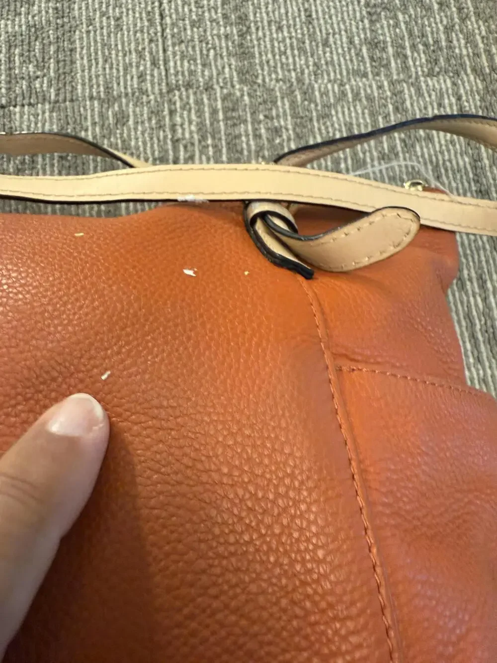 Michael Kors Pebbled Leather Tote Bag Womens Large Orange Shoulder Top Zip MK